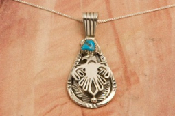 Genuine Sleeping Beauty Turquoise Sterling Silver Native American Pendant